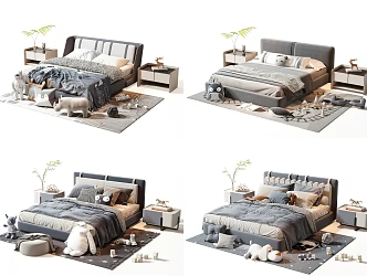 Modern Double Bed 3d model