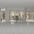 Modern Clothing Store Interior Design With Display Table Mirror Columns And Lighting