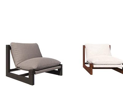 Modern Leisure Chairs With Gray And White Fabric Seats And Wooden Frames 3d model