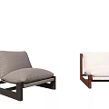 Modern Leisure Chairs With Gray And White Fabric Seats And Wooden Frames