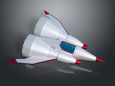 White Conical Spacecraft Model Featuring Red Accents And Blue Panel Aerospace Design 3d model