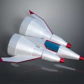 White Conical Spacecraft Model Featuring Red Accents And Blue Panel Aerospace Design 3d model