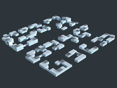 Abstract White Modular Architectural Model With Geometric Building Blocks Layout Design 3d model
