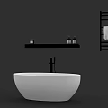Bathroom Accessories With Modern White Bathtub Black Shelf Toiletries And Towel Rack
