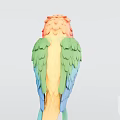 Colorful Parrot With Red Orange Green Blue Feathers Standing On Light Background