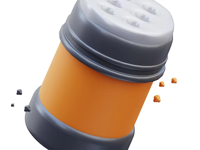 Orange And Gray Salt Pepper Shaker Kitchen Utensil With Scattered Granules 3d model