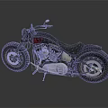 Vintage Black Motorcycle Classic Design Large Tires Chrome Engine Leather Seat