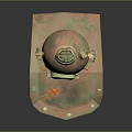 Antique Copper Diving Helmet With Brass Fittings And Red Star Base