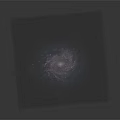 Spiral Galaxy in Deep Space with Bright Core Pink and Blue Nebulas and Scattered Stars