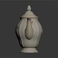 White Ceramic Teapot With Pink Floral Patterns And Gold Trim On Dark Background