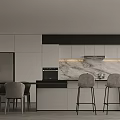 Elegant Modern Living and Dining Room Interior With Marble Dining Table And Velvet Sofa