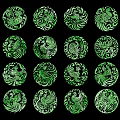Green Round Pendants with Exquisite Phoenix Patterns and Intricate Designs 3d model