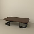 Modern Brown Coffee Table With Black Geometric Base In Simple Interior 3d model