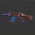 Red Custom Assault Rifle With Flame Pattern And Blue Magazine Components 3d model