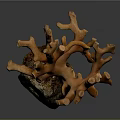 Orange Coral Like Decorative Sculpture With Natural Stone Base And Textured Details