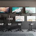 Elegant Modern Televisions In Interior With Scenic Images On Wall Mounts And Stands