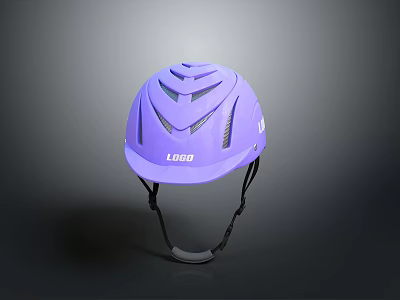 Purple Sports Helmet With Logo Ventilated Design And Adjustable Straps 3d model