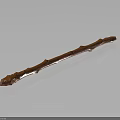 Red Long Textured Surface Staff Weapon With Dark Background Reflective Effect