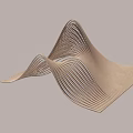 Abstract Wavy Sculpture With Layered Lines Flowing Curves And Light Colored Material Design