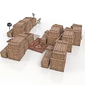 Wooden Crates Arranged As Outdoor Seating Setup With Grill Chair And Carpet