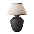 Rustic Brown Ceramic Table Lamp With Light Linen Shade And Modern Design 3d model