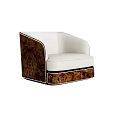 Elegant Single Sofa With White Upholstery And Brown Patterned Decorative Panels 3d model