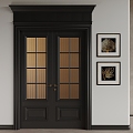 Modern Middle Ancient Double Door Wooden Double Door Glass Double Door 3d model