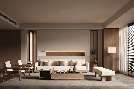 New Chinese Style Song Style Living Room 3d model