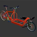 Red Three Wheeled Bicycle With Sturdy Frame And Cargo Loading Platform 3d model