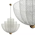 Modern Chandeliers with Woven Metal Mesh Striped and Golden Designs