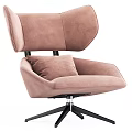 Modern Gray Velvet Accent Chair With Soft Pillow Swivel Metal Base Comfortable Design