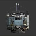 Vintage Dual Barrel Military Weapon With Rusty Metal Structure And Artillery Design