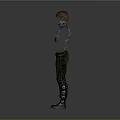 3D Sci Fi Character With Transparent Mechanical Torso Blue Glowing Interior Brown Pants And Boots