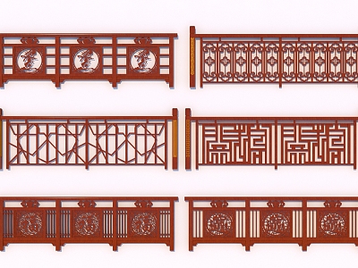 New Chinese style guardrail mahogany balustrade handrail model