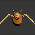 Orange Spider Featuring Blue Eyes Yellow Legs And Glossy Body 3D Model On Dark Background