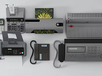 Modern printer printing fax machine calculator 3d model