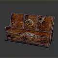 Artistic Brown Multi-Person Sofa With Textured Surface Unique Design And Wooden Legs