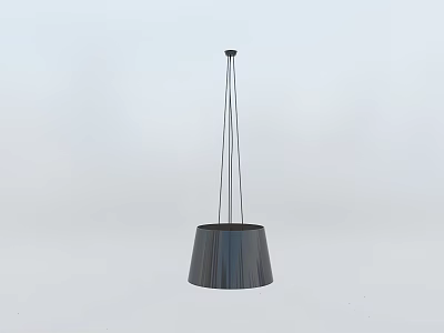 Sleek Modern Pendant Light With Black Metal Drum Shaped Shade And Adjustable Hanging Cords 3d model
