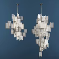 Modern Chandelier Design With Multiple Rectangular Panels And Metallic Frame For Interior Decoration 3d model