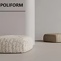Poliform Modern Stools With Textured Surface And Rounded Design In Minimalist Interior 3d model