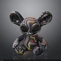 Iridescent Alien Toy Figure With Large Eyes Big Ears And Colorful Glossy Surface