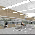 Modern Service Hall With Service Counters Waiting Seats And Digital Screens