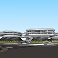 Aerial View Of Modern Architectural Complex With Irregular White Structures And Green Roofs