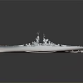 Detailed 3D Battleship Model With Hull Upper Deck Turret Guns And Antennas