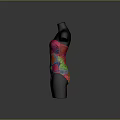 Colorful One Piece Swimsuit With Geometric Patterns On Black Mannequin