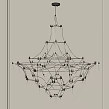 Modern Geometric Chandelier With Intertwined Metal Wires And Glass Drops For Interior