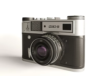 Decorative Ornament Set with Vintage Black Silver Camera Lens for Home 3d model