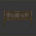 Wooden Outdoor Bench with Slatted Back and Seat and Armrests in Classic Brown Finish