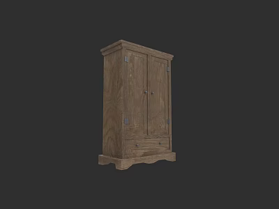 Elegant Solid Wooden Wardrobe With Double Doors Metal Hardware And Base Design 3d model