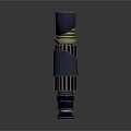 Blue And Gold Cylindrical Weapon With Layered Metallic Sections And Shiny Surface